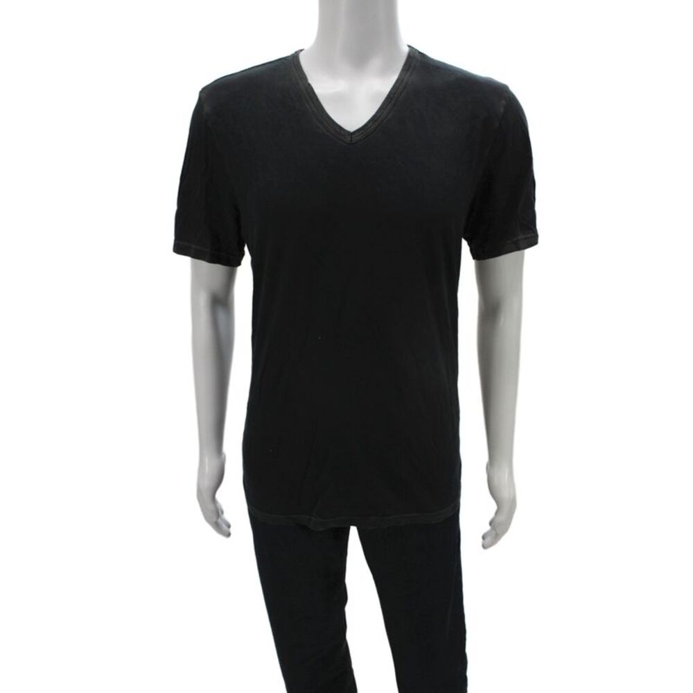 Cotton Citizen Mens Basic T-Shirt Black V-Neck Supima Cotton Size L